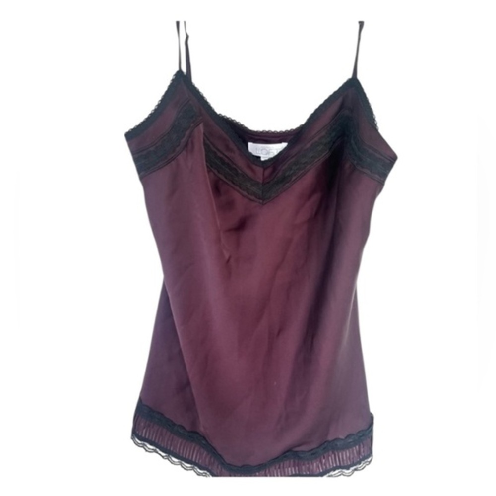 LOFT Red and Black Fitted Embellished Camisole